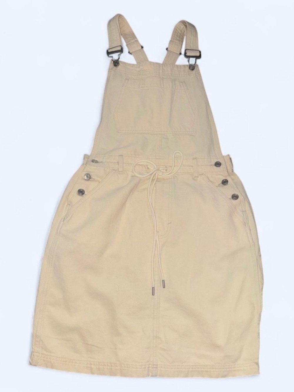 GAP Cotton Mini Overall Dress in Beige Size Medium